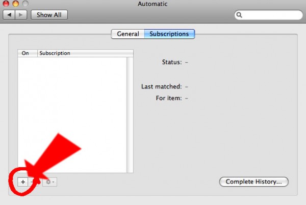 Automatic add subscription screen