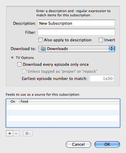 The Automatic New Subscription sceen