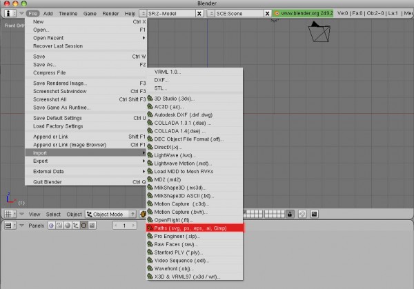 Blender paths import