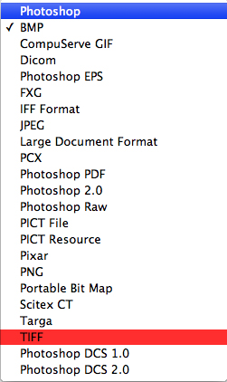 photoshop file format menu